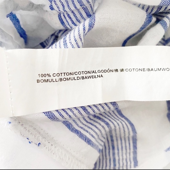 Moon River Blue and White Stripe Cotton Button Down Crop Top - Picture 9 of 10